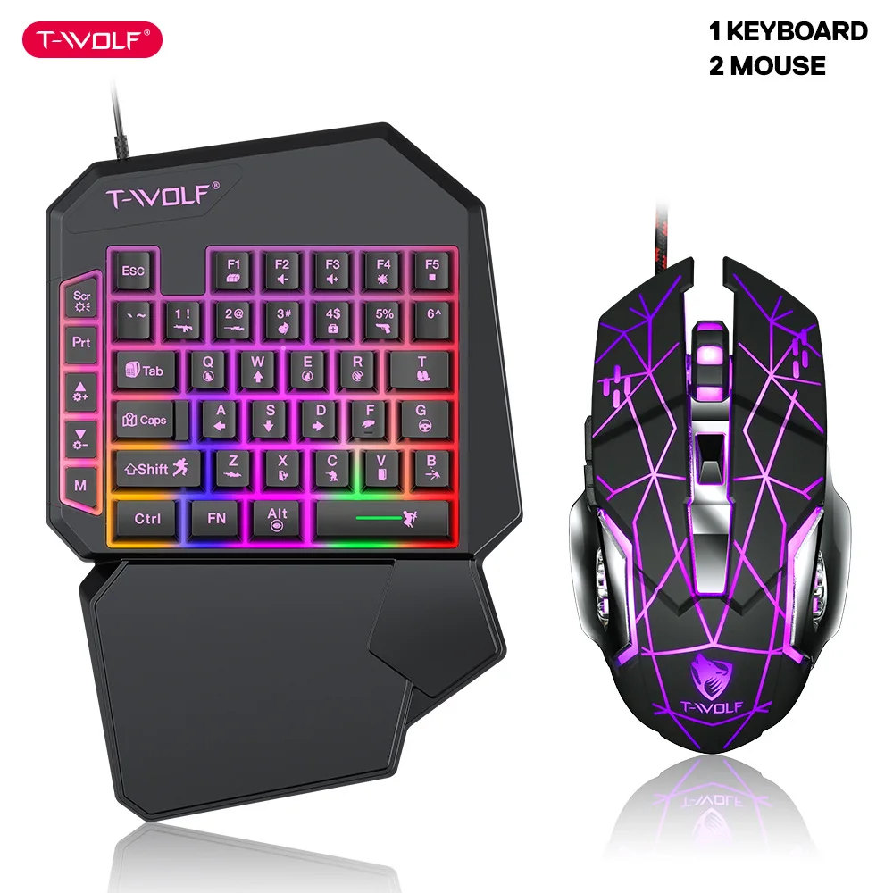 Gaming Keyboard Mini - T-WOLF Tf900 One-Handed Keyboard Troon Set