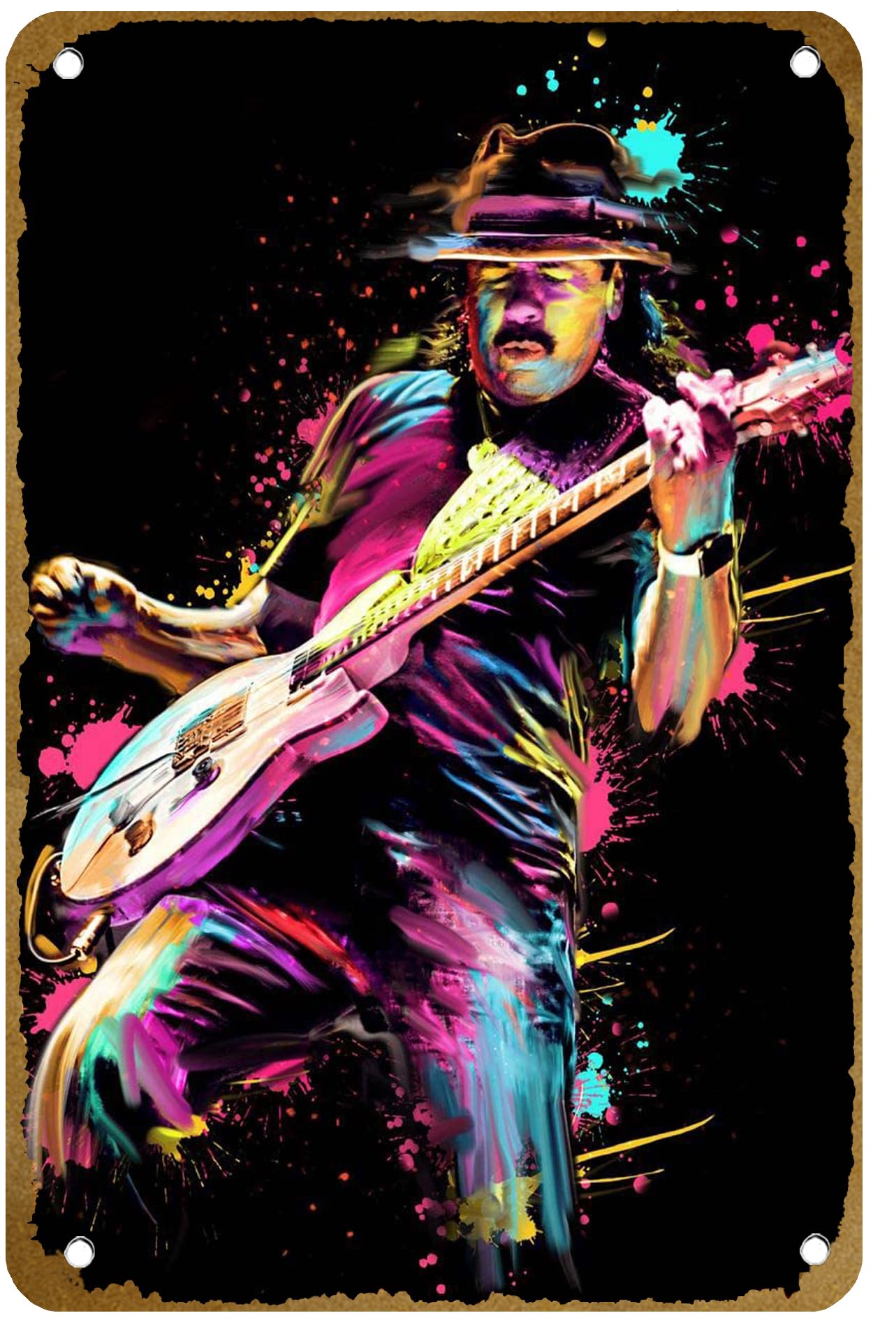 Brass Weight Plate - Carlos Santana Poster Metalen Tin bord