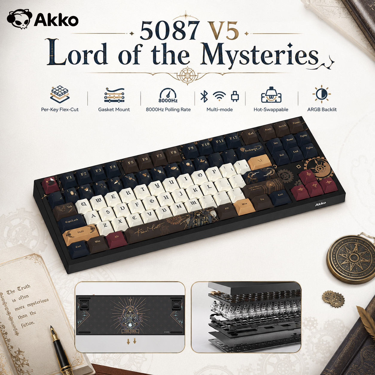 Gaming Keyboard Tkl - Akko Lord of the Mysteries Draadloos