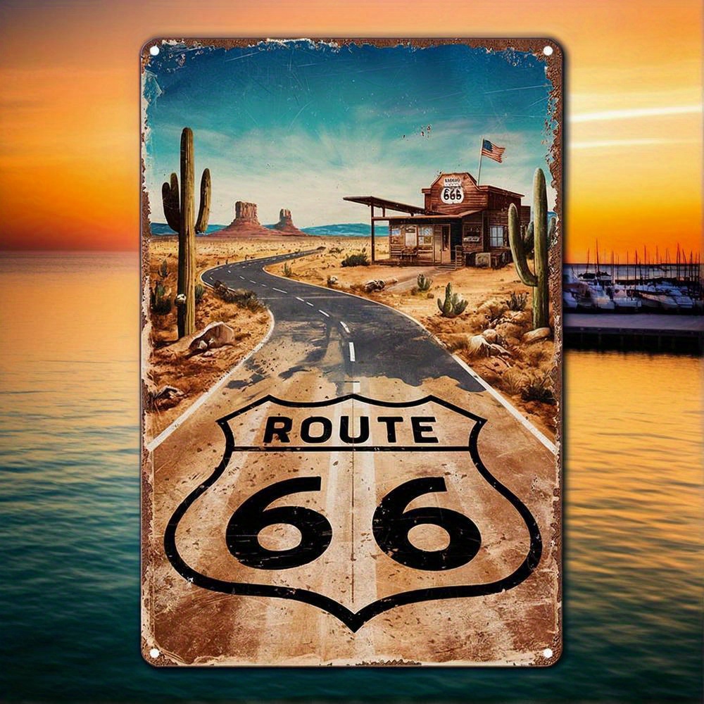 Brass Weight Plate - Vintage Route 66 metalen bord -