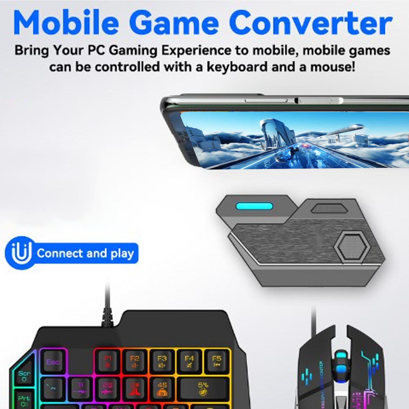 Gaming Keyboard Mouse Combo - Mobiel gamecombopakket Bluetooth-verbinding Toetsenbord-muiscombinatie met één