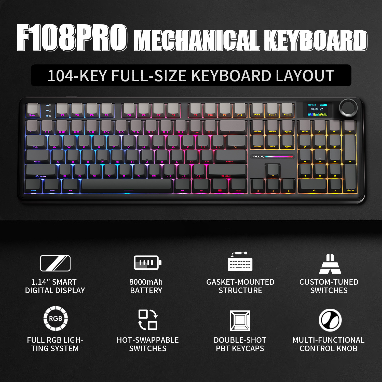 Gaming Keyboard Corsair - AULA F108 PRO Mechanisch Toetsenbord Aangepaste