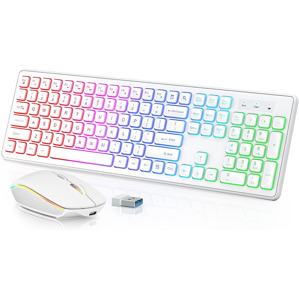 Gaming Keyboard And Mouse Wireless - Draadloos toetsenbord en muis met achtergrondverlichting,